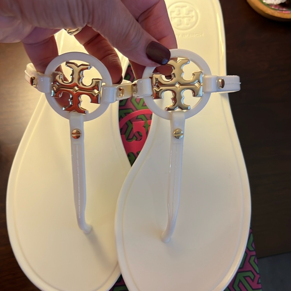 Tory Burch, mini miller flat thong, ivory, size 8